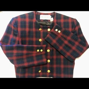 Vintage 1980’s plaid, cropped jacket. 100% wool